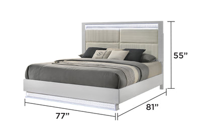 Glam White Bed - King bed dimension diagram; for King size only.