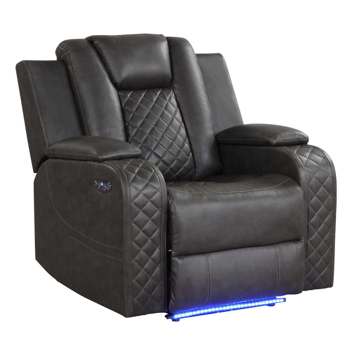 Benz Gray Power Reclining Chair. Includes one chair only.