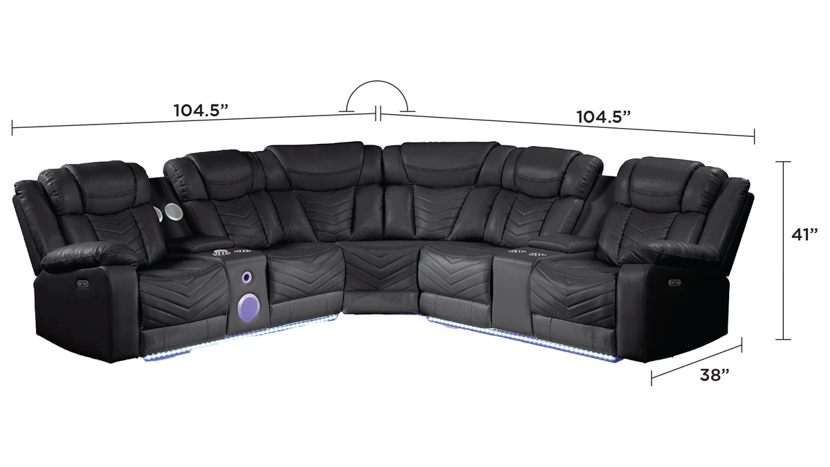 Challenger Black complete sectional - supplier dimension image.