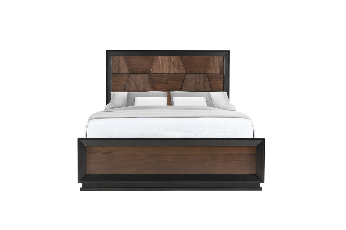 Houston Walnut Bed - front view.