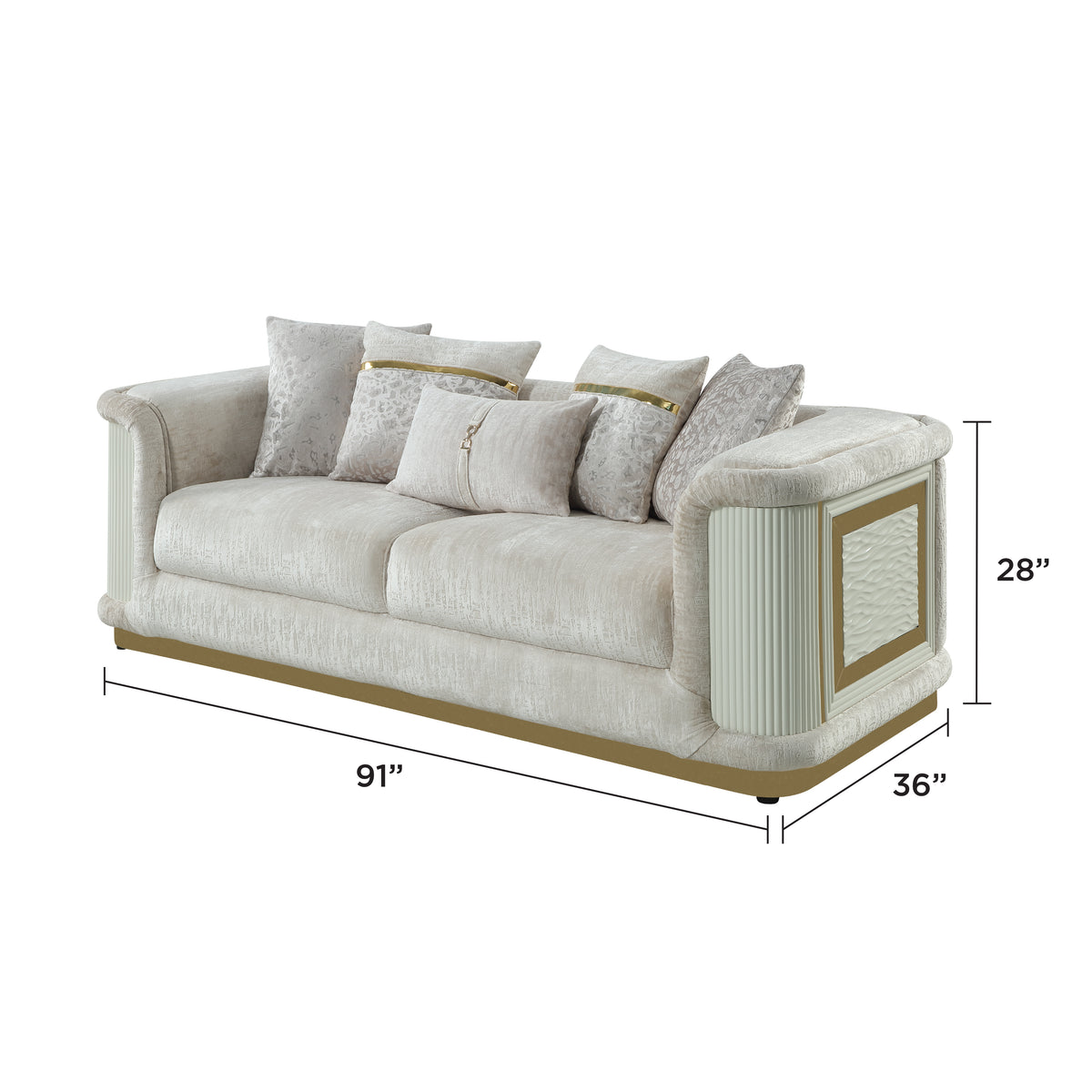 Bona Beige sofa - supplier dimension image.