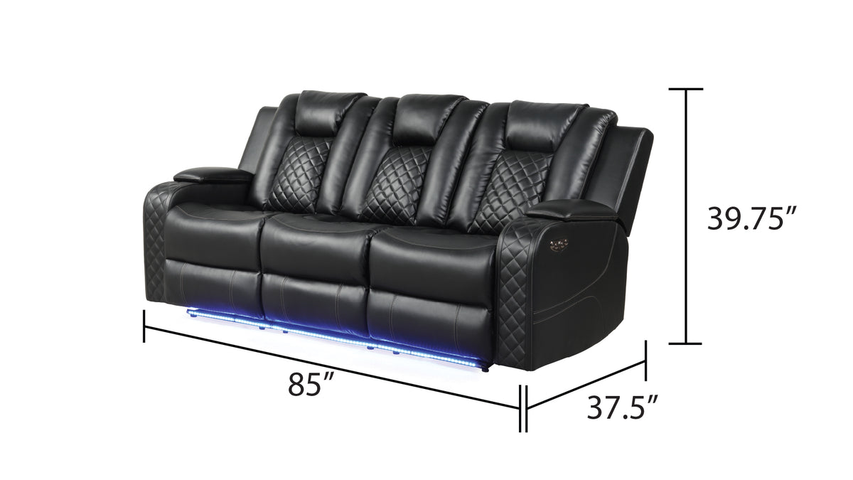 Benz Black sofa - supplier dimension image.