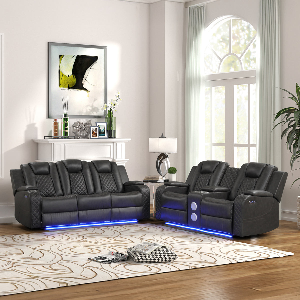 Benz Gray 2-Piece Sofa and Loveseat Set. Includes one sofa and one loveseat.