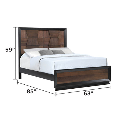 Houston Walnut Bed - Queen bed dimension diagram; for Queen size only.