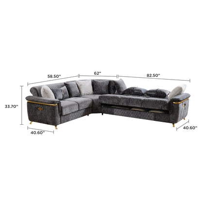 Argo Gray complete sectional - supplier dimension image.
