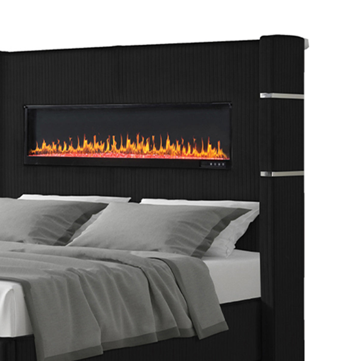 Lizelle Black Bed - bed detail. Shared supplier photo; photographed size is not verified.