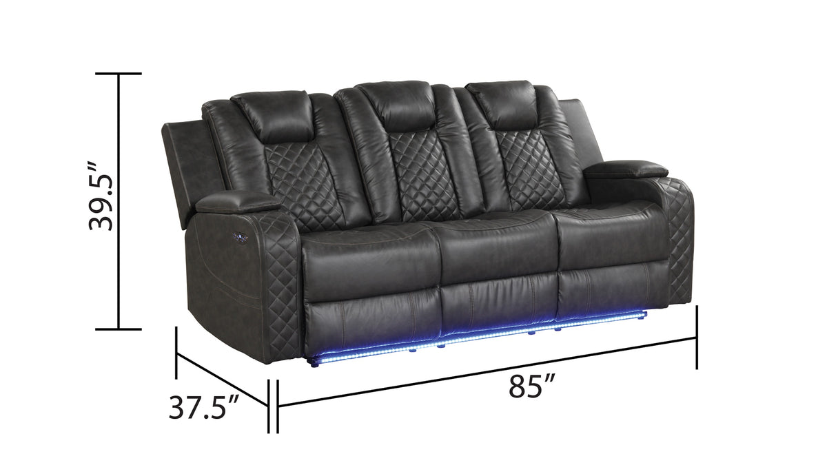 Benz Gray sofa - supplier dimension image.