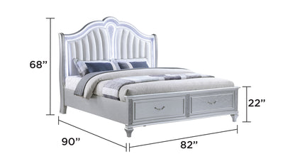 Mystic Silver Bed - King bed dimension diagram; for King size only.