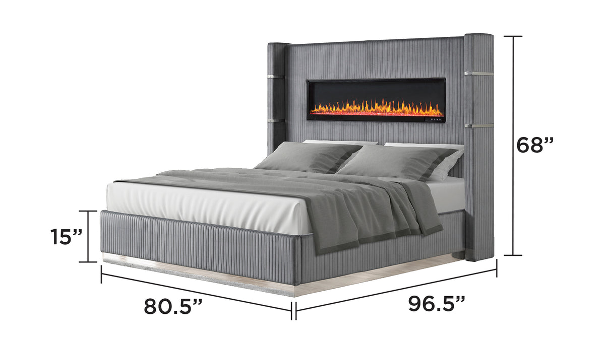Lizelle Gray Bed - King bed dimension diagram; for King size only.