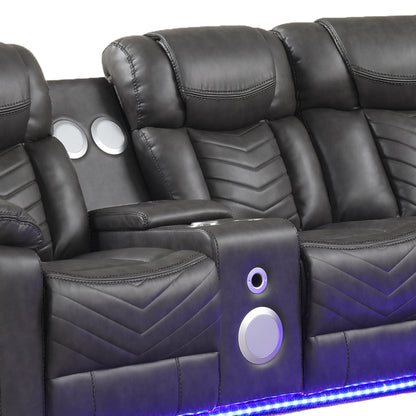 Challenger Gray Sectional. Challenger gray sectional end-seat and console details. Additional product view.