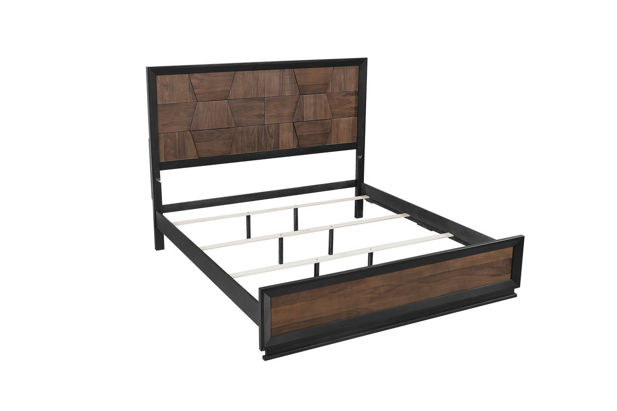 Houston Walnut Bed - bed frame supports. Shared supplier photo; photographed size is not verified.
