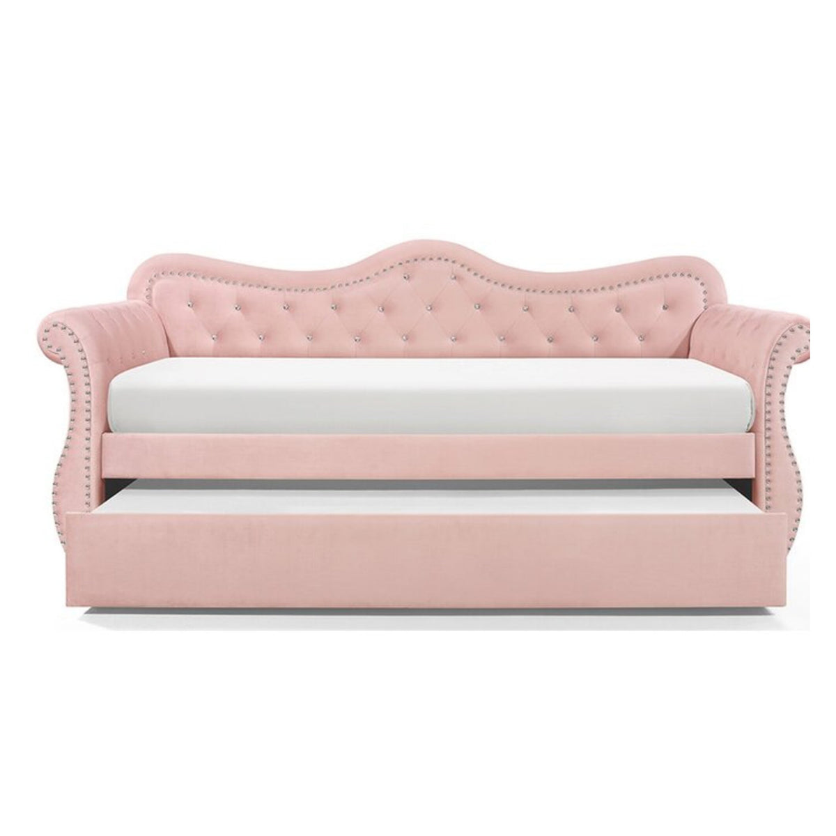Abby Pink Daybed - bed detail. Shared supplier photo; photographed size is not verified.
