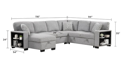 Cairo Gray complete sectional - supplier dimension image.