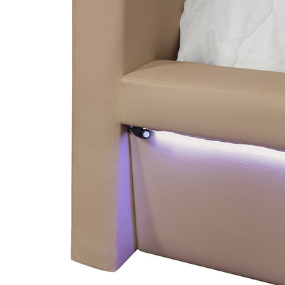 Futura Caramel Bed - bed detail. Shared supplier photo; photographed size is not verified.