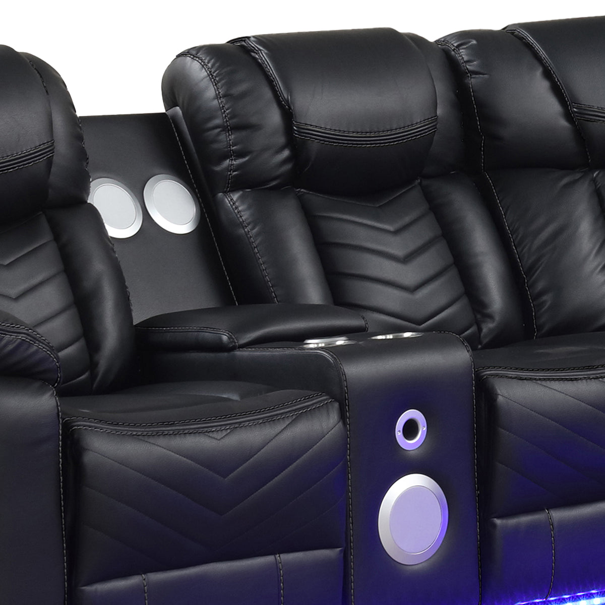 Challenger Black Sectional. Challenger black sectional upholstery, end-seat, or console detail; not a separate full-configuration hero. Additional product view.