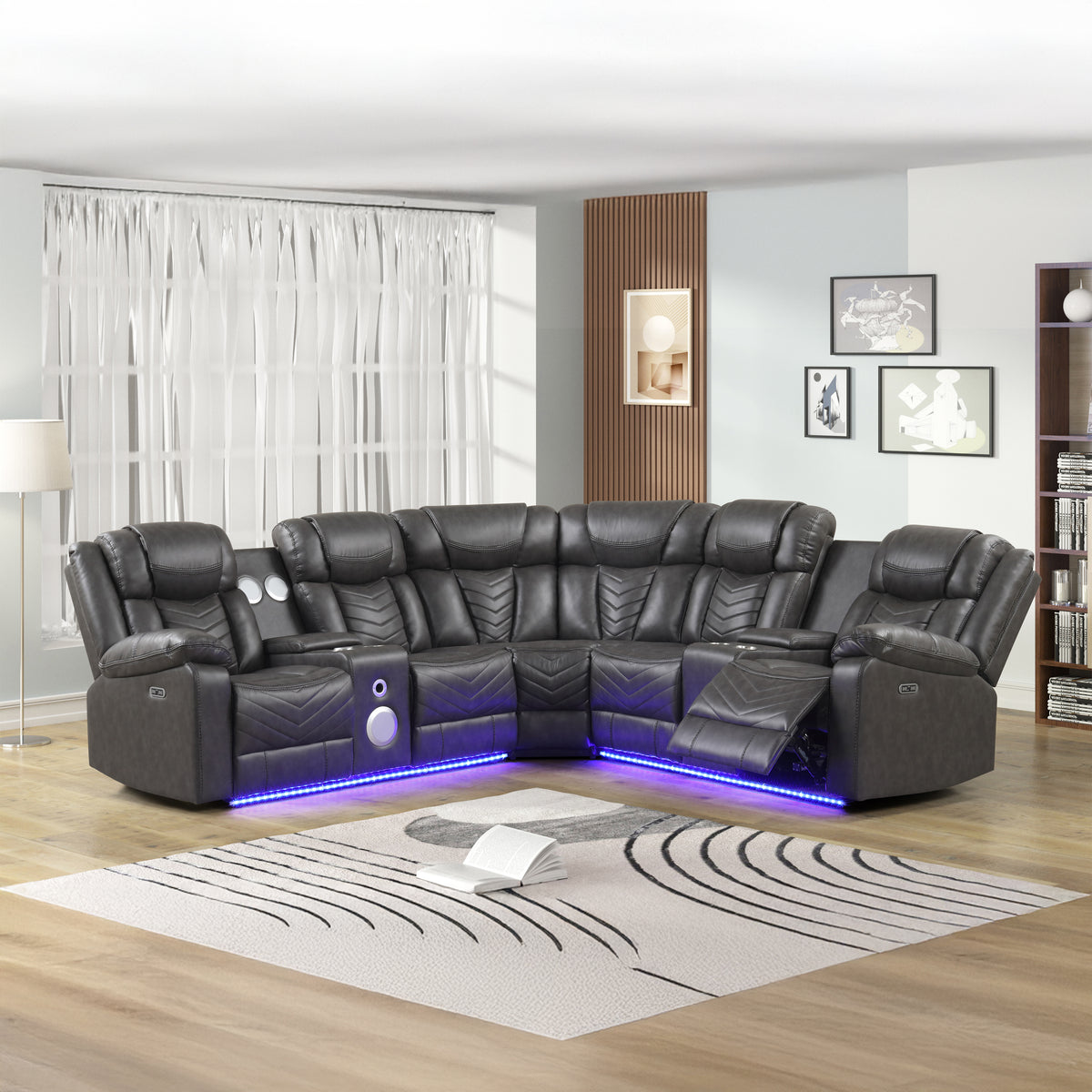 Challenger Gray Sectional. Includes two loveseat sections and one wedge.