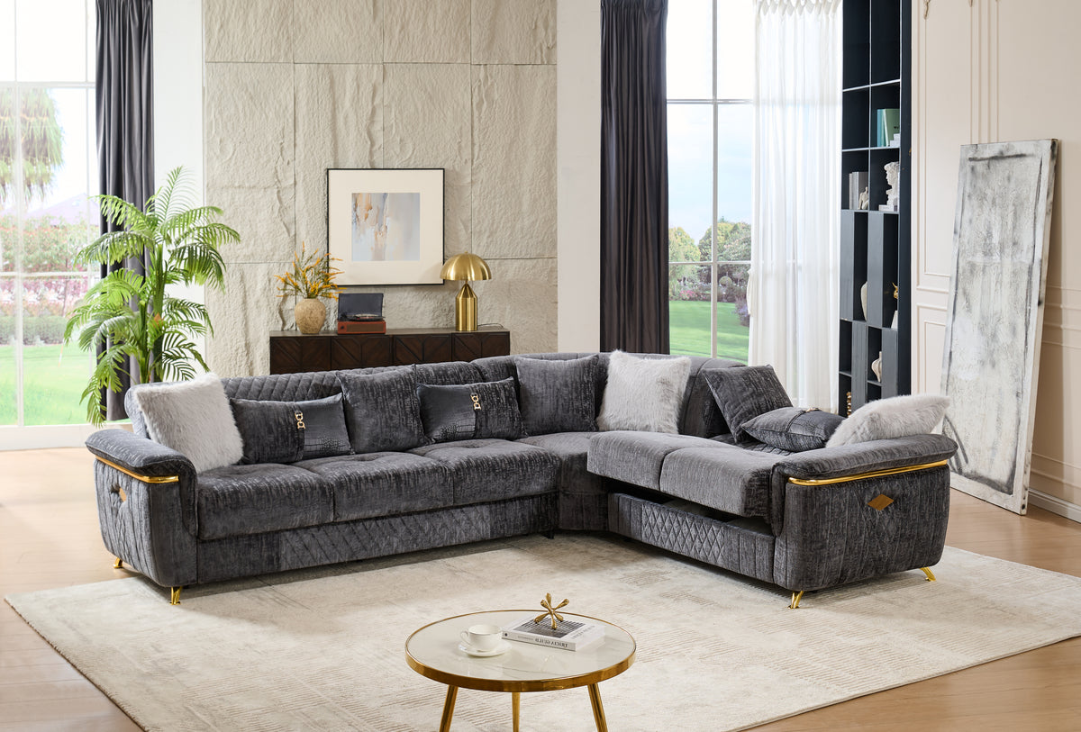 Argo Gray Sectional. Argo gray complete sectional. Additional product view.
