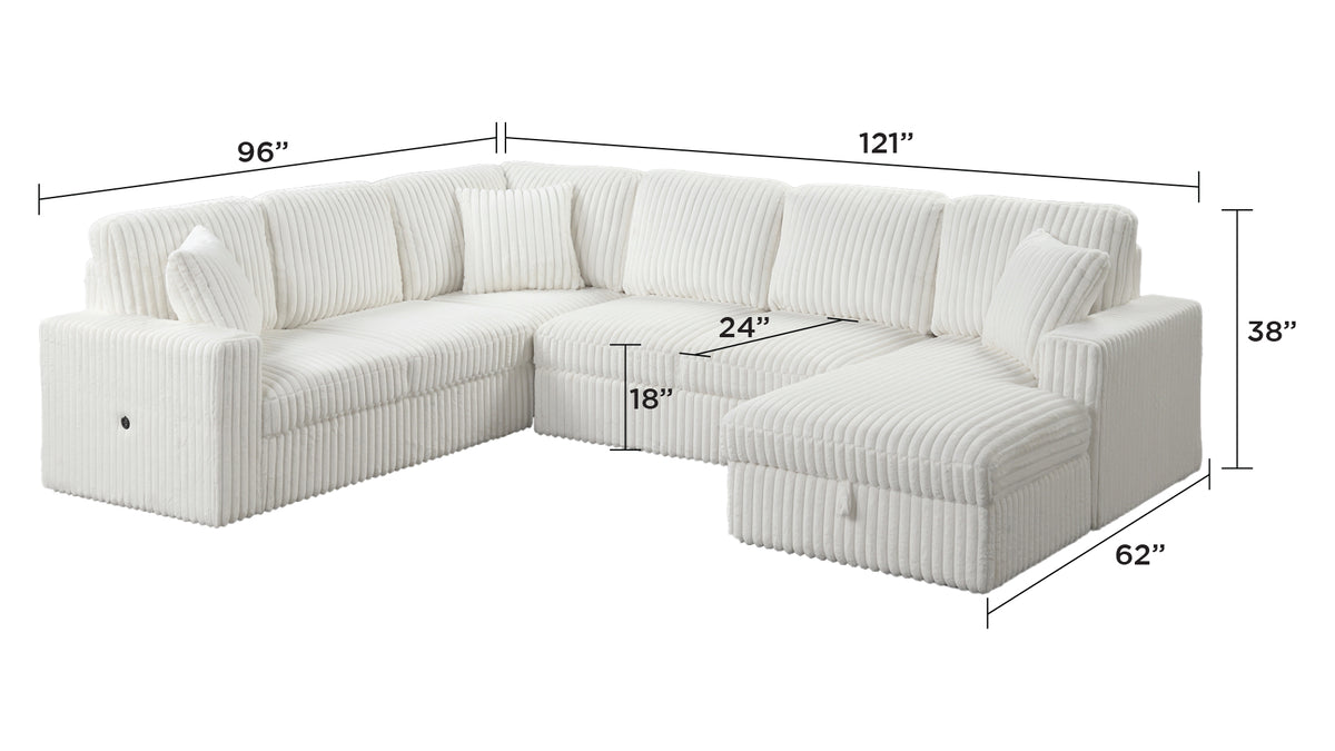 Grande Cream complete sectional - supplier dimension image.