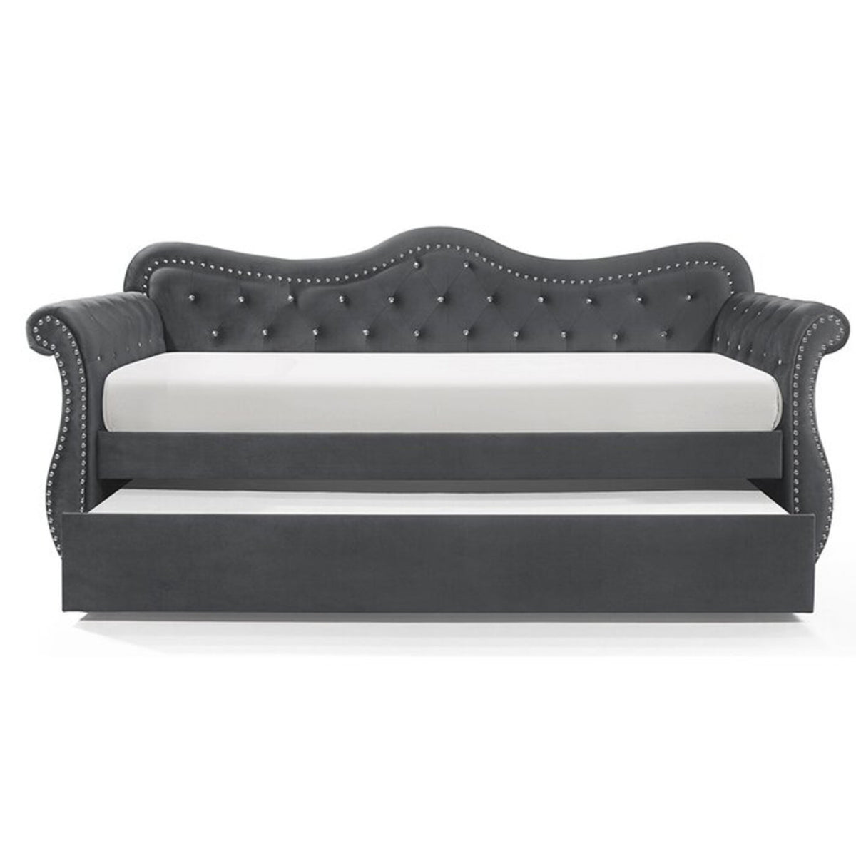 Abby Gray Daybed - bed detail. Shared supplier photo; photographed size is not verified.