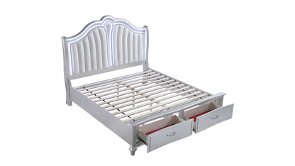 Mystic Silver Bed - bed frame open storage. Shared supplier photo; photographed size is not verified.