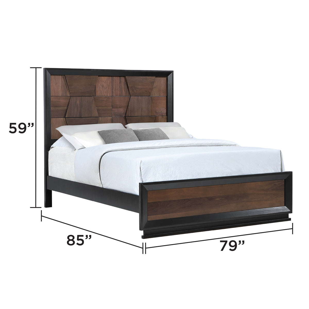 Houston Walnut Bed - King bed dimension diagram; for King size only.