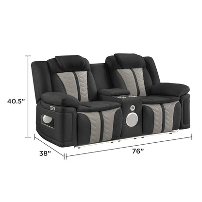 Cruiser Black and Gray black/gray loveseat - supplier dimension image.