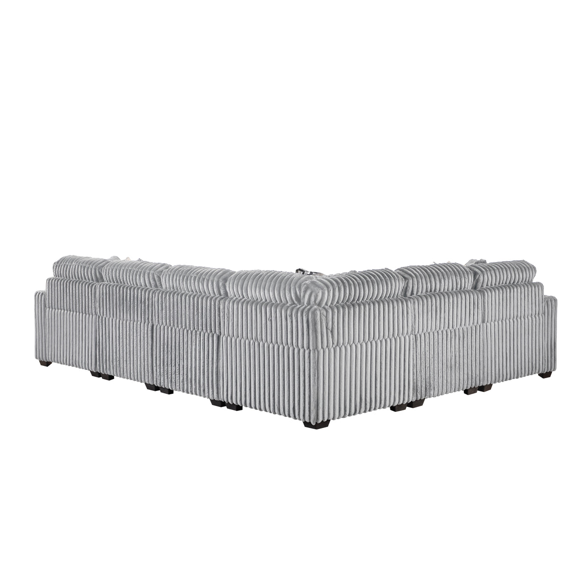 Snuggle Gray Sectional. Snuggle gray complete sectional rear. Additional product view.
