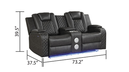 Benz Gray loveseat - supplier dimension image.
