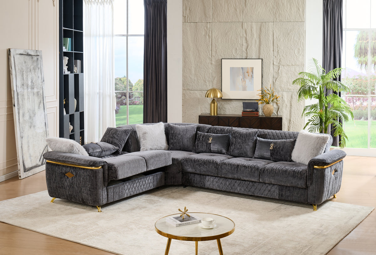 Argo Gray Sectional. Argo gray complete sectional. Additional product view.