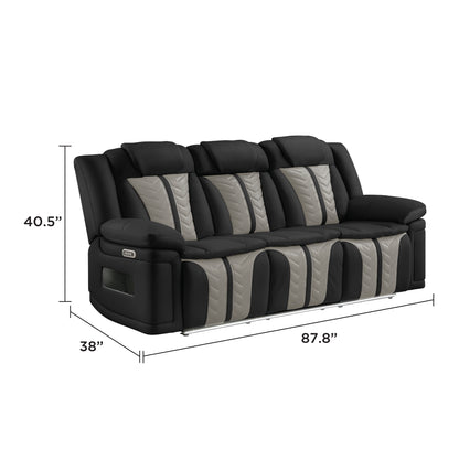 Cruiser Black and Gray black/gray sofa - supplier dimension image.