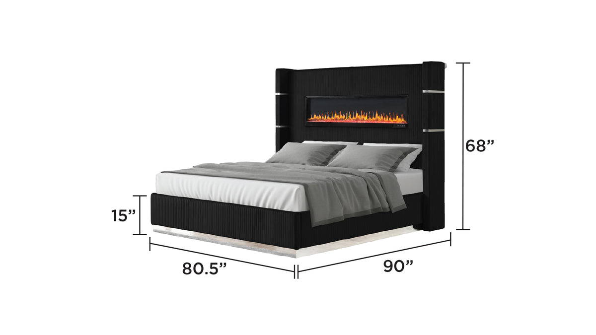 Lizelle Black Bed - King bed dimension diagram; for King size only.