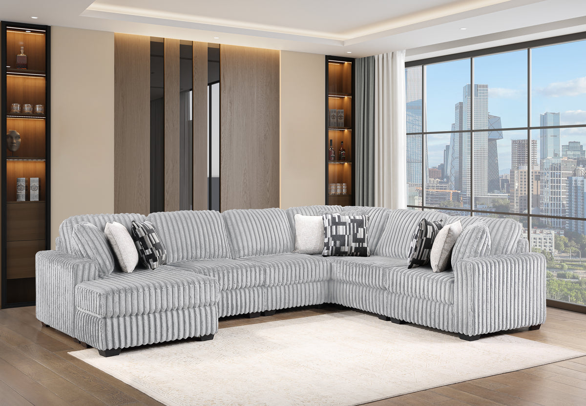 Snuggle Gray Sectional. Snuggle gray complete sectional. Additional product view.