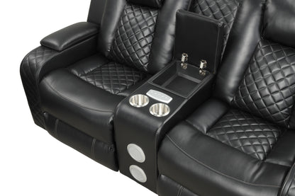 Benz black loveseat center console.