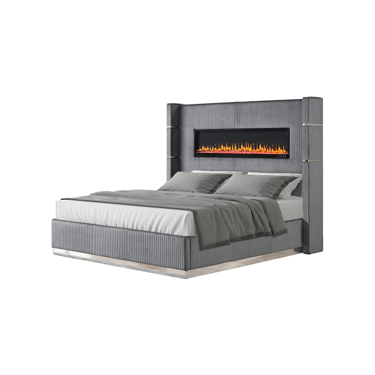 Lizelle Gray Bed - bed-only view. Shared supplier photo; photographed size is not verified.