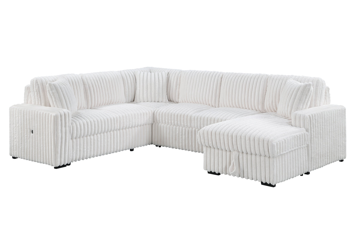Grande Cream Sectional. Grande cream complete sectional with right chaise. Additional product view.