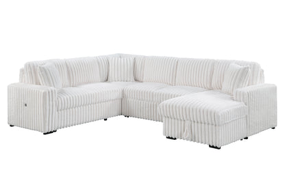 Grande Cream Sectional. Grande cream complete sectional with right chaise. Additional product view.