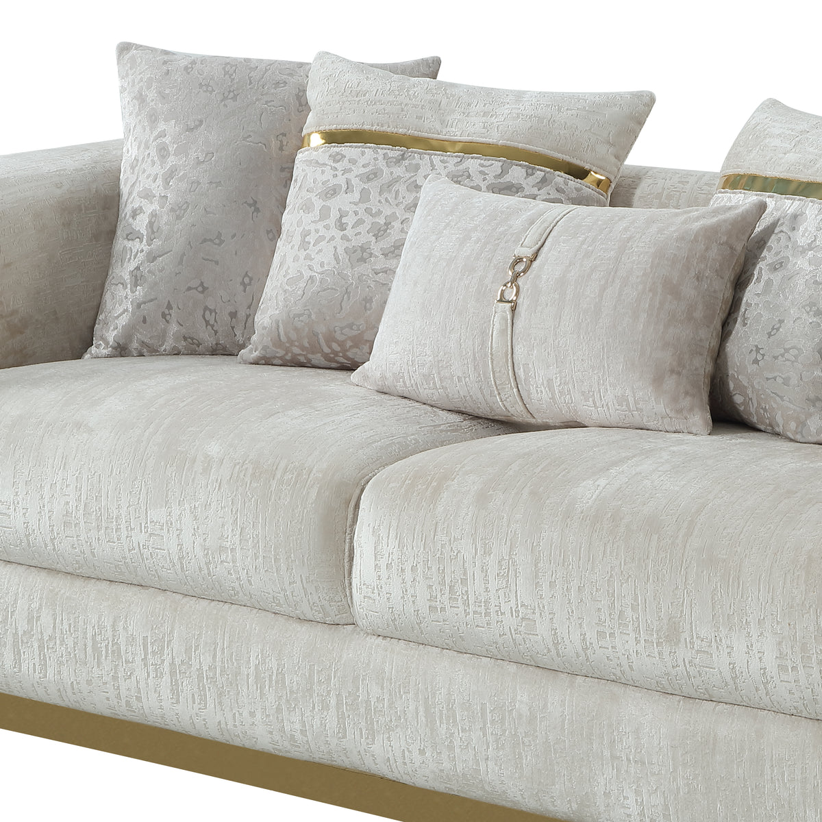 Bona beige seating upholstery and arm detail.