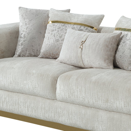 Bona beige seating upholstery and arm detail.