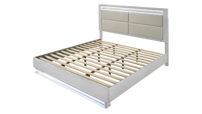 Glam White Bed - bed detail. Shared supplier photo; photographed size is not verified.