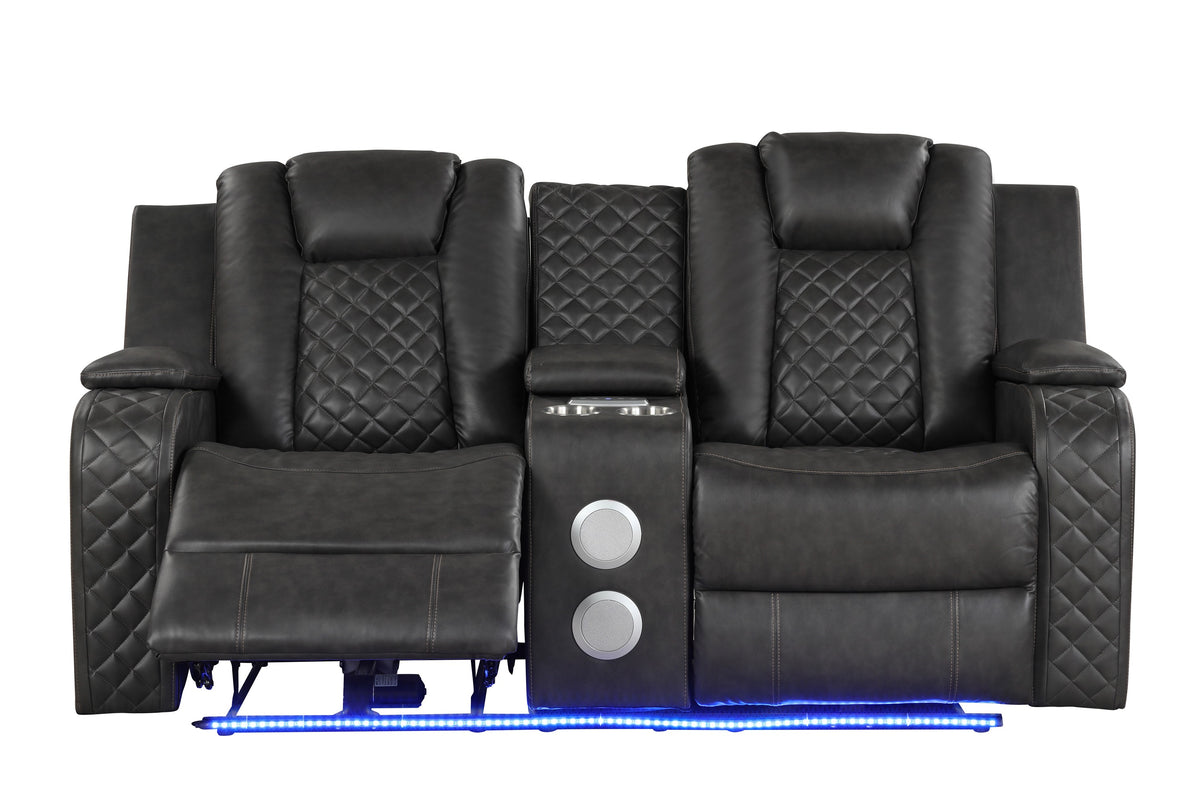 Benz gray loveseat.