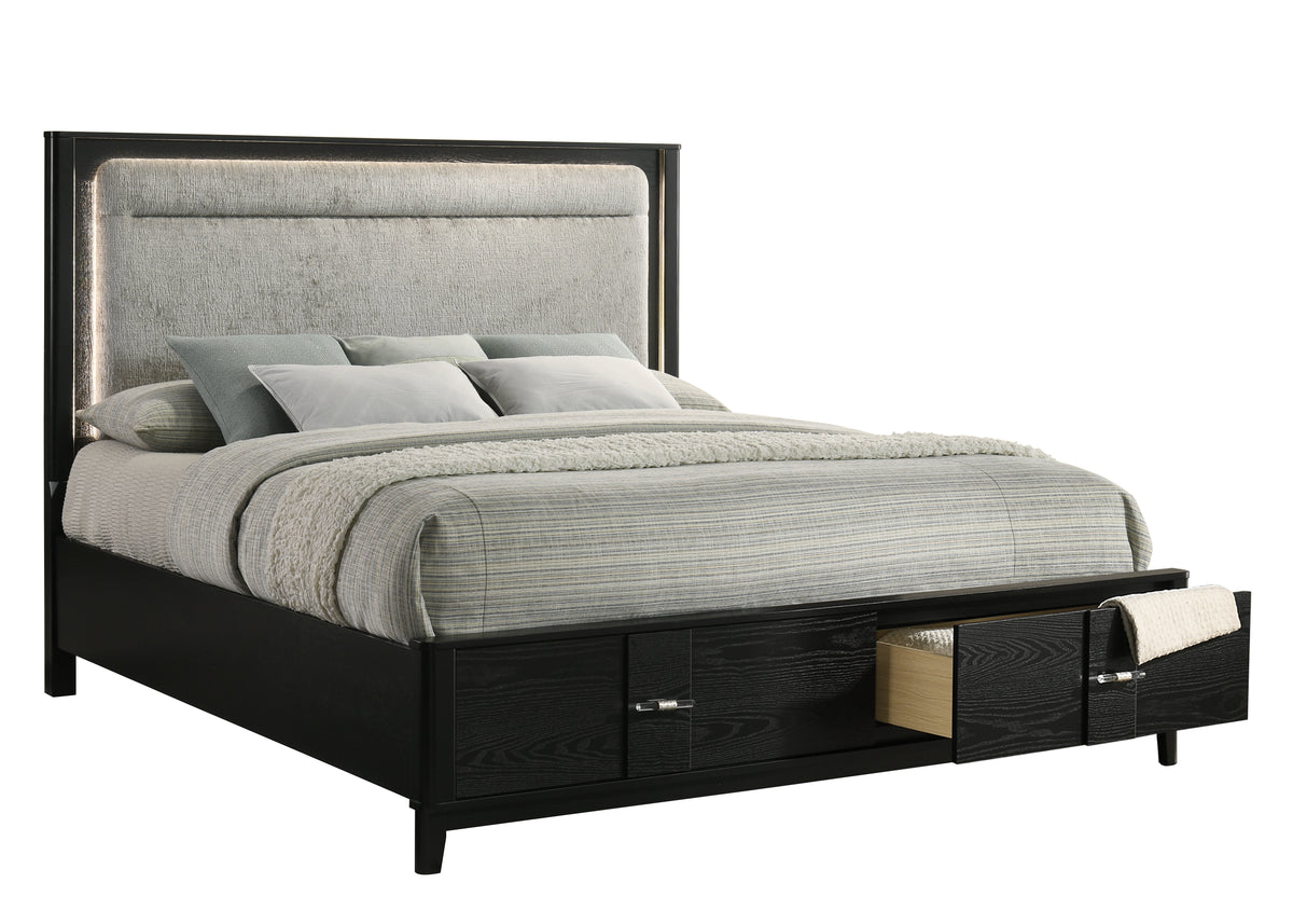 Opel Black Bed - bed detail. Shared supplier photo; photographed size is not verified.