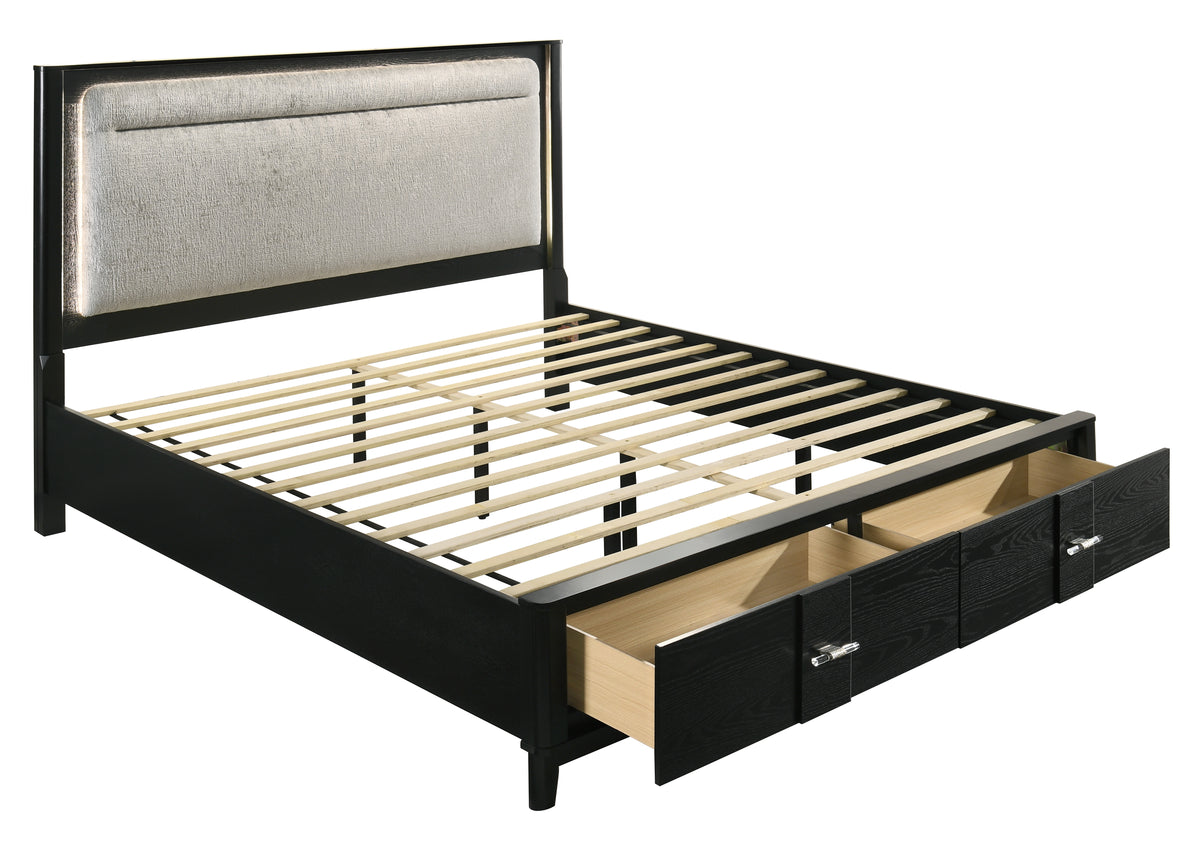 Opel Black Bed - bed detail. Shared supplier photo; photographed size is not verified.