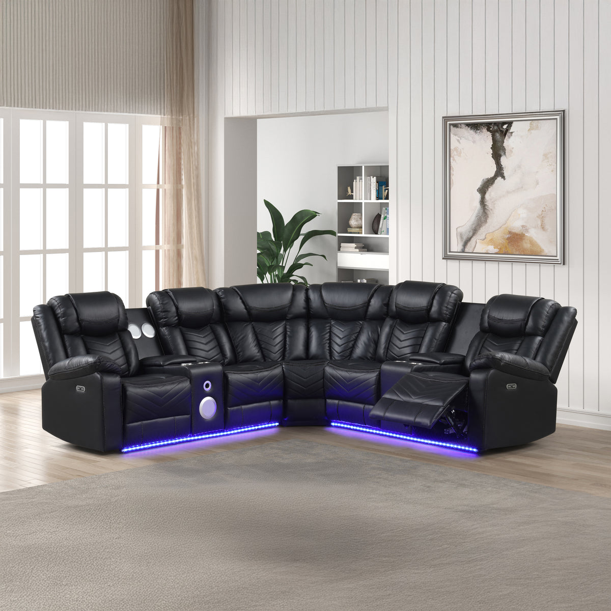 Challenger Black Sectional. Includes two loveseat sections and one wedge.