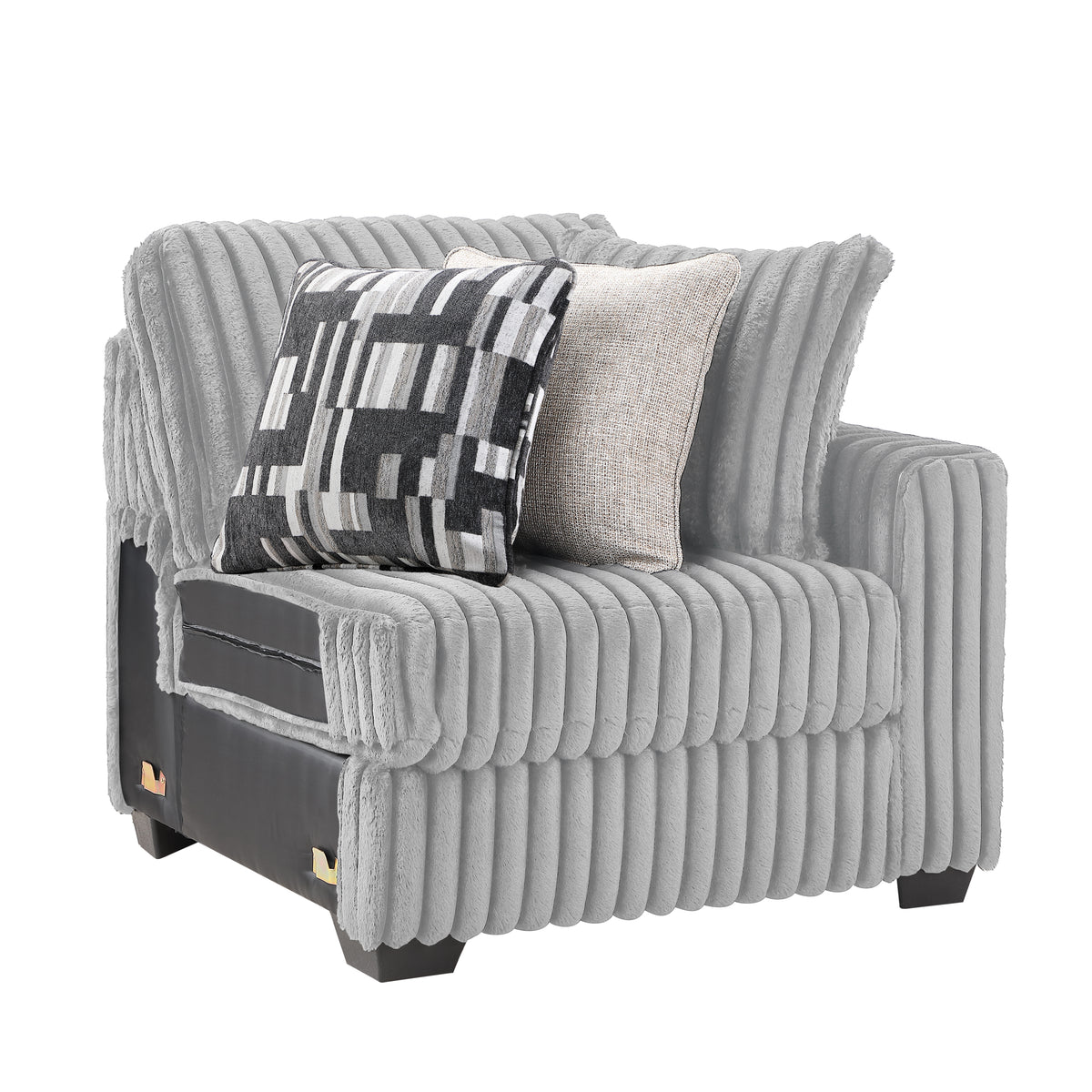Snuggle Gray Sectional. Snuggle gray armless sectional-seat component, not a complete sectional. Additional product view.