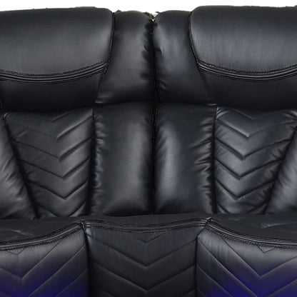 Challenger Black Sectional. Challenger black sectional upholstery, end-seat, or console detail; not a separate full-configuration hero. Additional product view.