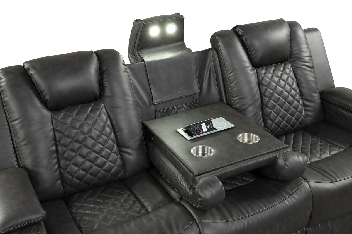 Benz gray sofa drop-down center.