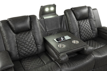 Benz gray sofa drop-down center.