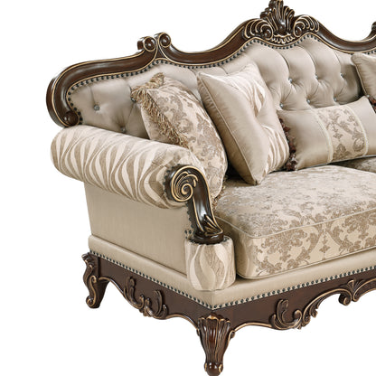 Lotus beige/walnut-tone frame and upholstery detail.