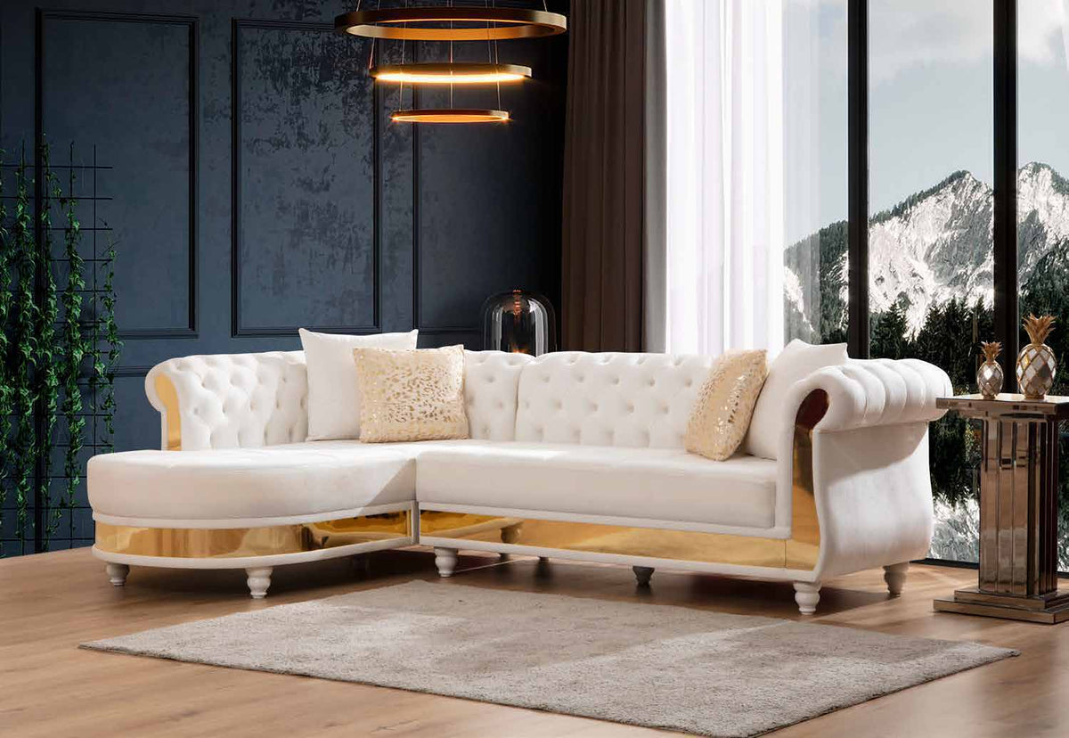 Julia Off White sectional shown in a room setting.
