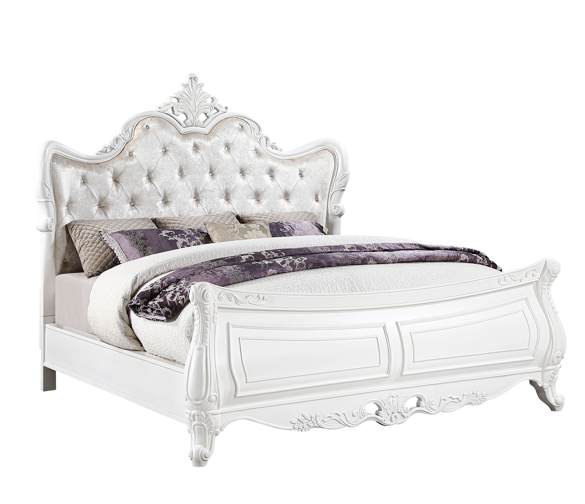 Opulence White Bed - bed-only view. Shared supplier photo; photographed size is not verified.